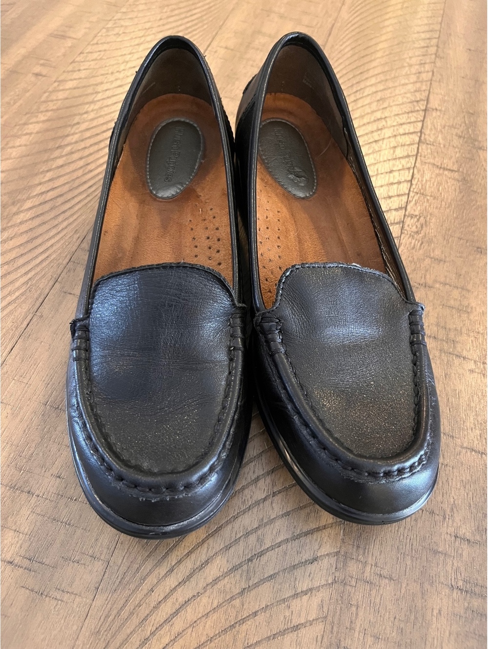 Black Hush Puppies Loafers Size 8.5